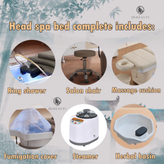 Japanese Head Spa bed TOKYO ShineLux compleet - Bruin